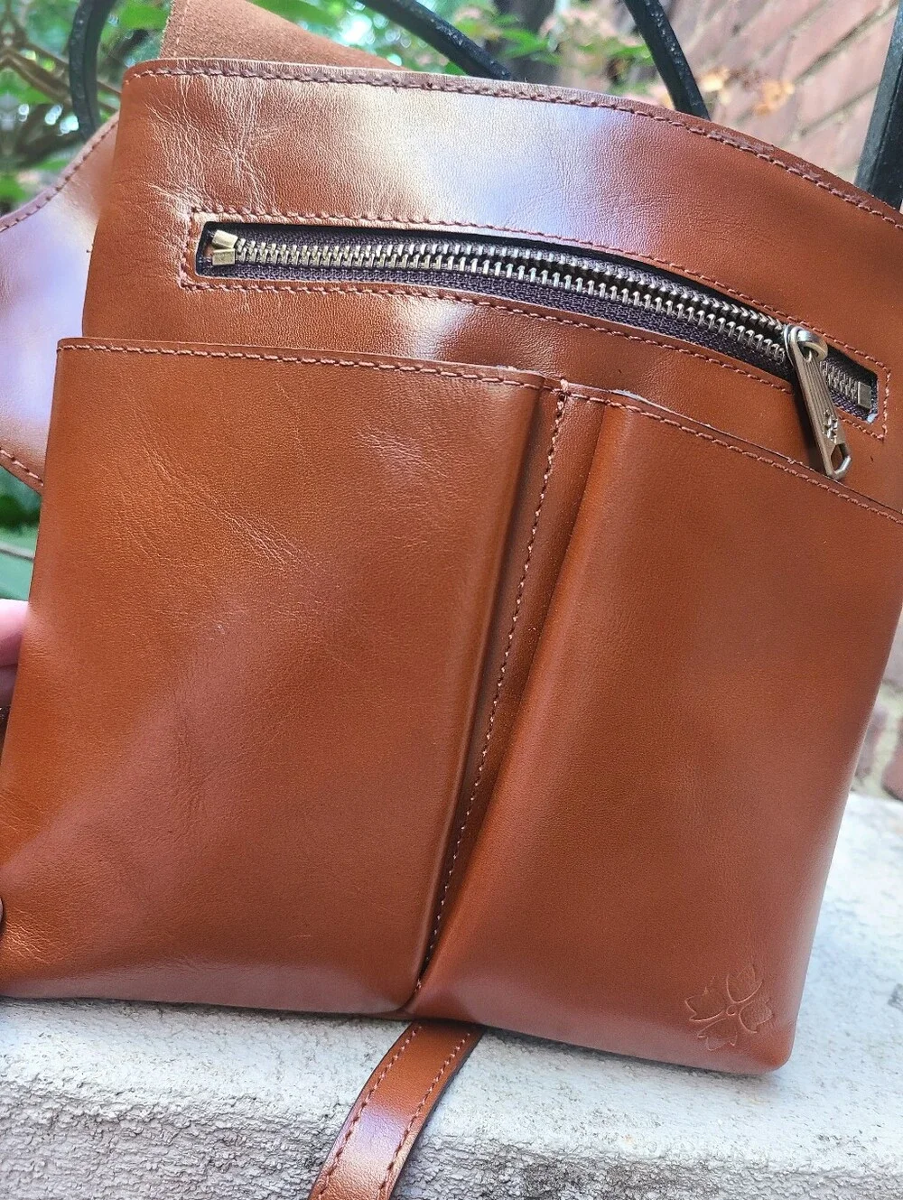 Patricia Nash Granada Crossbody  Bag Tan Cognac w/Scarf Accent NWT